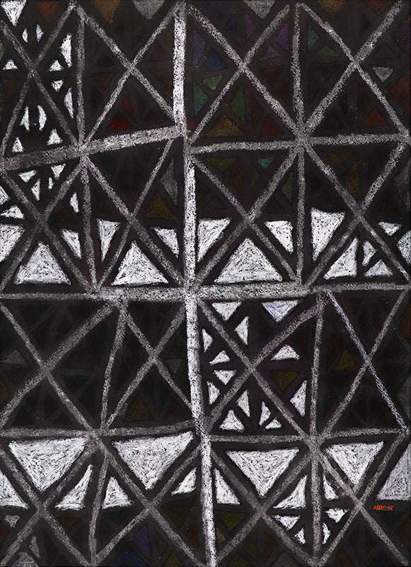 Edward Marecak (1919-1993) artwork for sale. X Marks the Spot (Abstract in Black, Gray, and White), Painting, 1960, Denver, Colorado, Art Gallery)