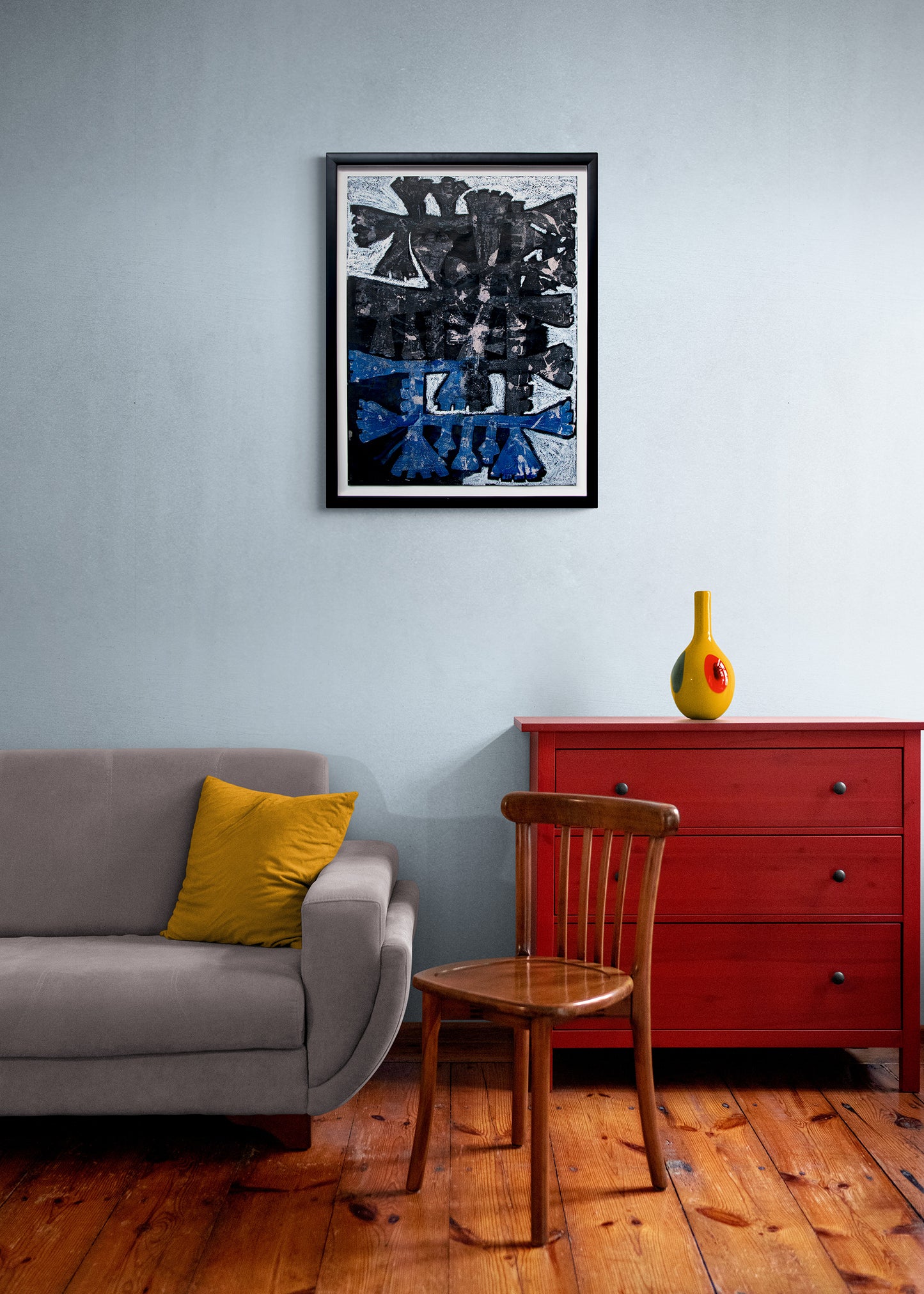 Untitled #21 (Abstract in Blue, Black, and Gray), Painting