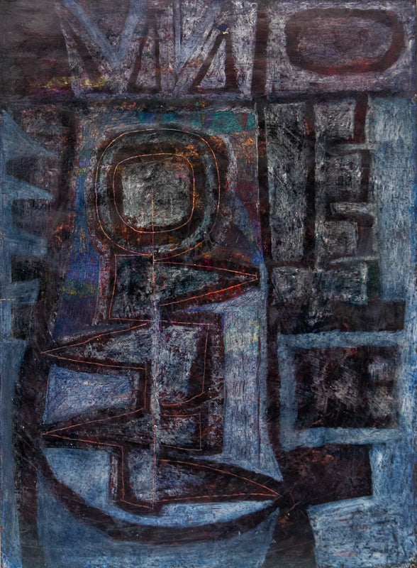 Edward Marecak (1919-1993) artwork for sale. Untitled #17 (Abstract in Indigo, Blue, and Black), Painting, Denver, Colorado, Art Gallery)