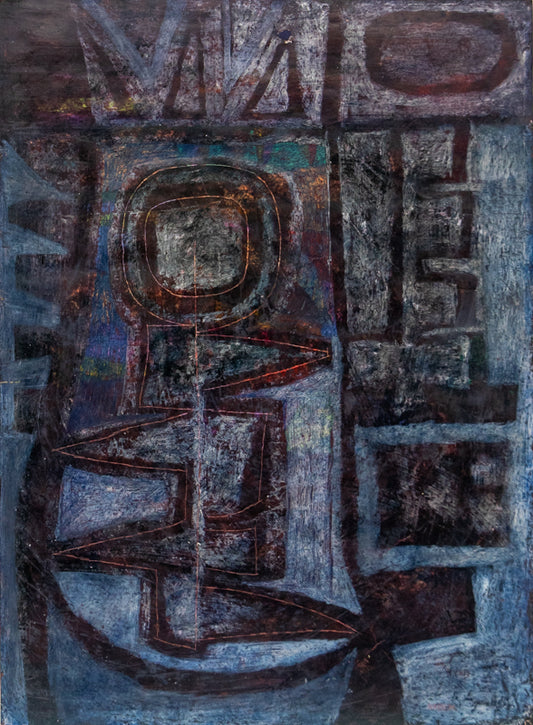 Edward Marecak (1919-1993) artwork for sale. Untitled #17 (Abstract in Indigo, Blue, and Black), Painting, Denver, Colorado, Art Gallery)