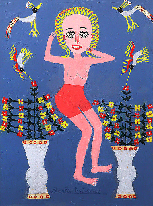 Small Nude (Semi-Nude Woman with Flowers and Birds), Painting, 1953-1965