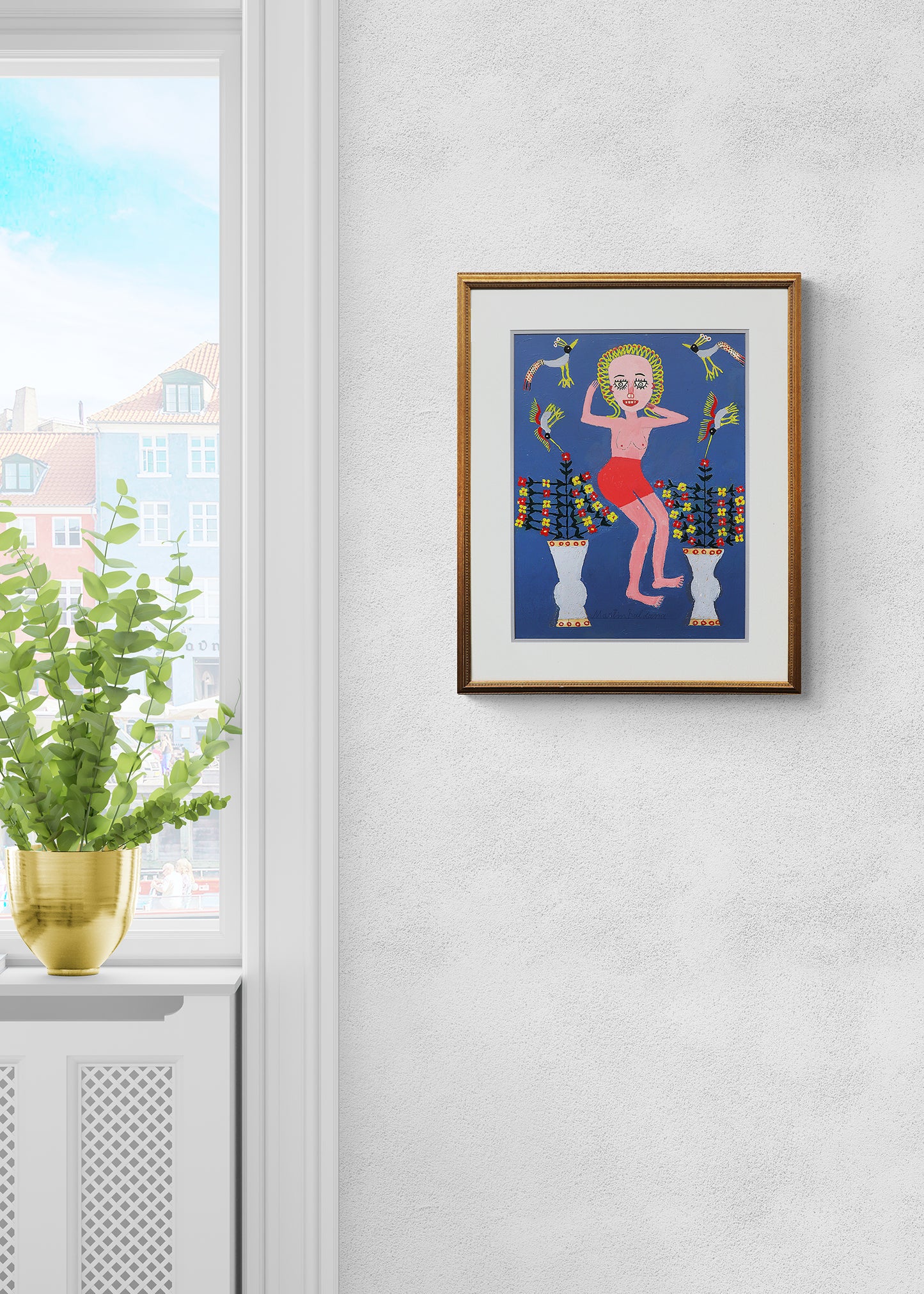 Small Nude (Semi-Nude Woman with Flowers and Birds), Painting, 1953-1965