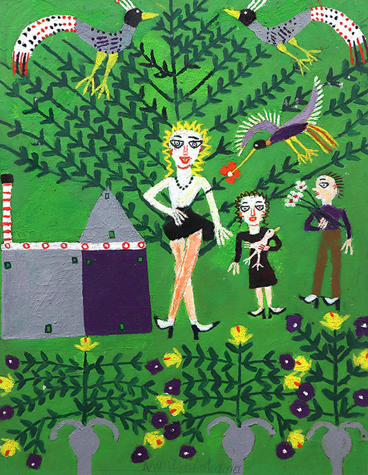 Seated Girl and Hummingbird (Woman with Birds and Flowers), Painting, 1953-1965