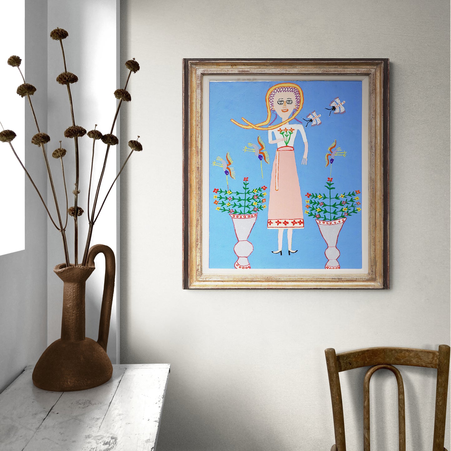 Lovely Gal (Woman with Birds and Butterflies), Painting, 1953-1965