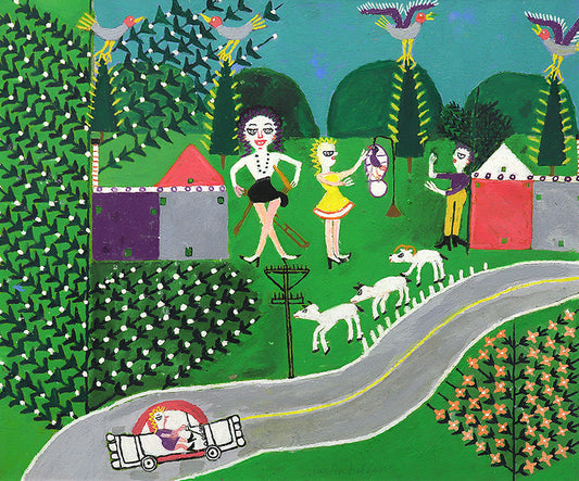 Girl with Sheep and Car (Women with Houses, Sheep, and Car), Painting, 1953-1965