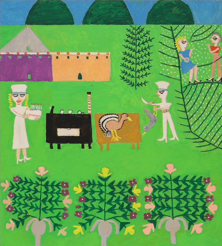 Turkey Painting (People Cooking In A Garden), Painting, 1953-1965