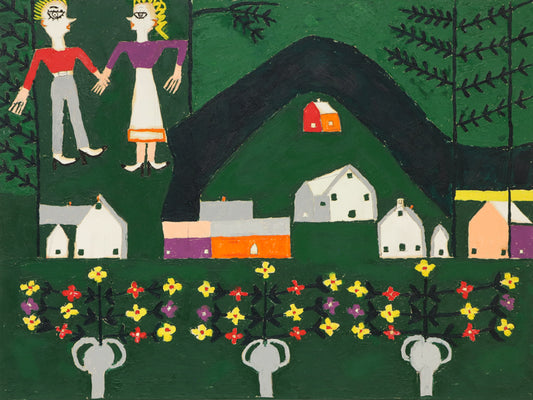Farm with Two Figures, Painting, circa 1953-1965