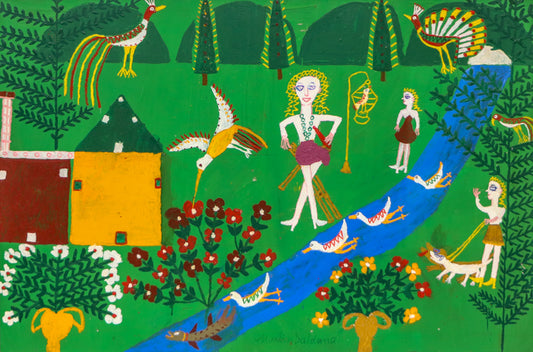 Hummingbird by the River (Composition with Women, Birds, and Flowers), Painting, 1953-1965