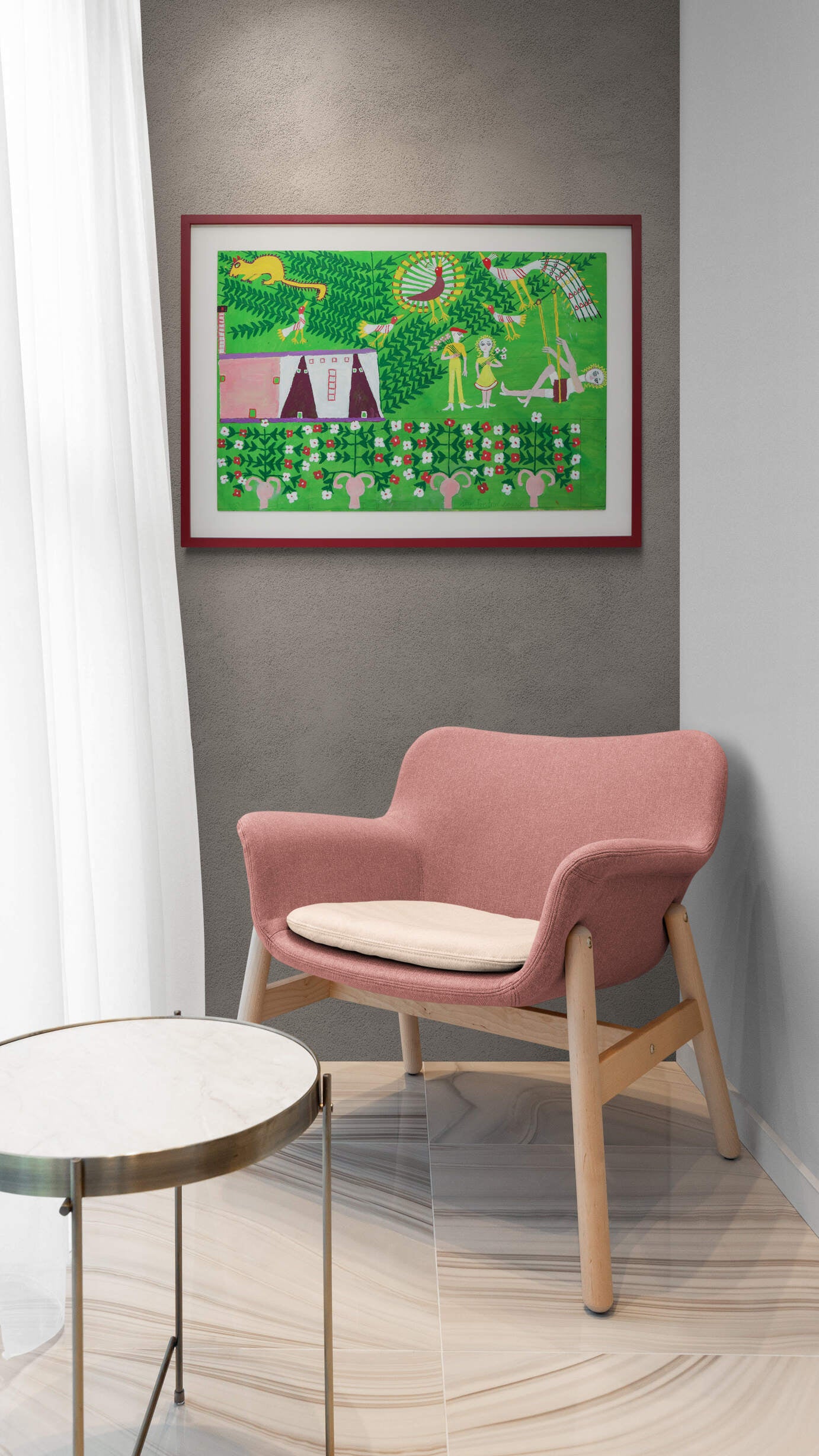 Girl on a Swing (Composition with People, Flowers, and Birds), Painting, 1953-1965