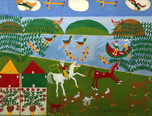 The Red Horse (Composition with Horses, People, and Birds), Painting, 1953-1965