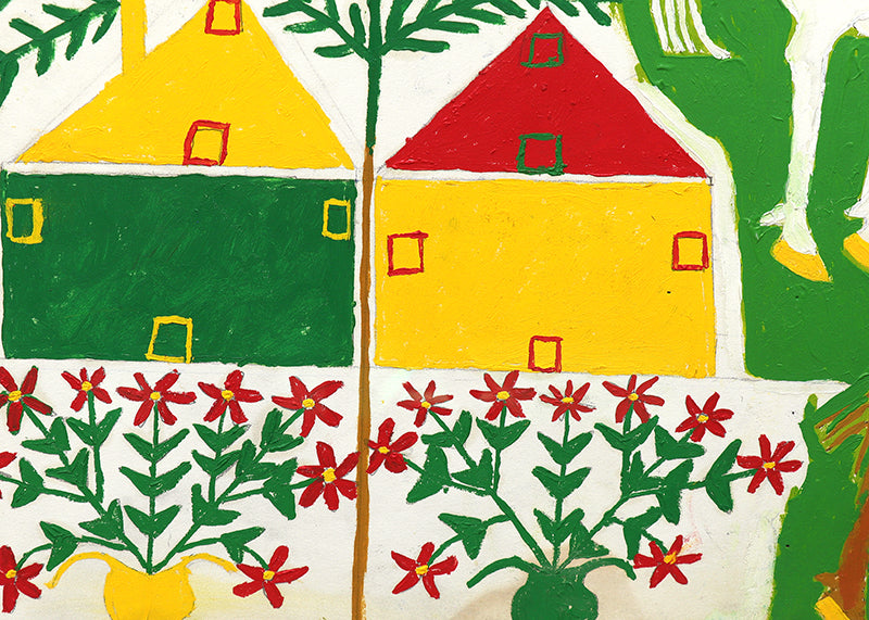 Ethel, The Blue Spotted Cow (Composition with Cows, People, and Birds), Painting, 1953-1965