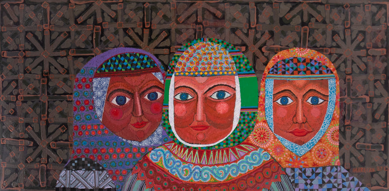 Edward Marecak (1919-1993) artwork for sale. The Three Fates (Portrait of Three Goddesses), Painting, 1987, Denver, Colorado, Art Gallery)