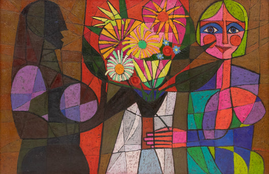 Edward Marecak (1919-1993) artwork for sale. Demeter and Persephone (Goddesses Holding a Bouquet), Painting, 1966, Denver, Colorado, Art Gallery)