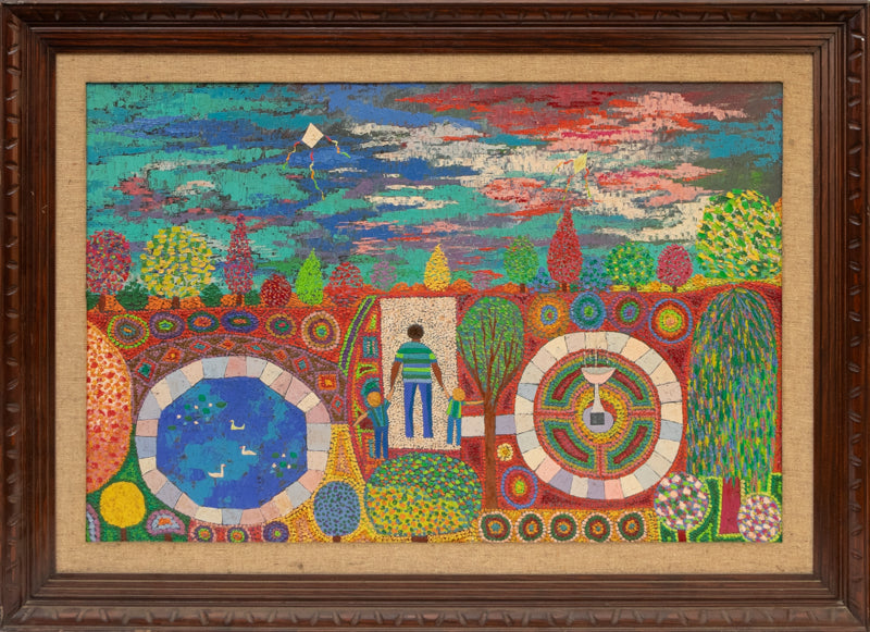 Untitled (Artist with his Sons in a Park, Denver, Colorado), Painting, circa 1980