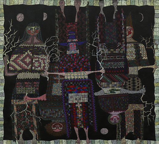 Edward Marecak (1919-1993) artwork for sale. Winter Witches in an Upside World Interfering with Each Other, Painting, 1990, Denver, Colorado, Art Gallery)