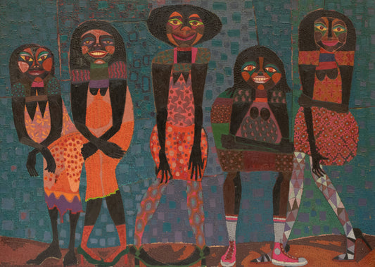 Edward Marecak (1919-1993) artwork for sale. Untitled (Five Women), Painting, circa 1960-1980, Denver, Colorado, Art Gallery)