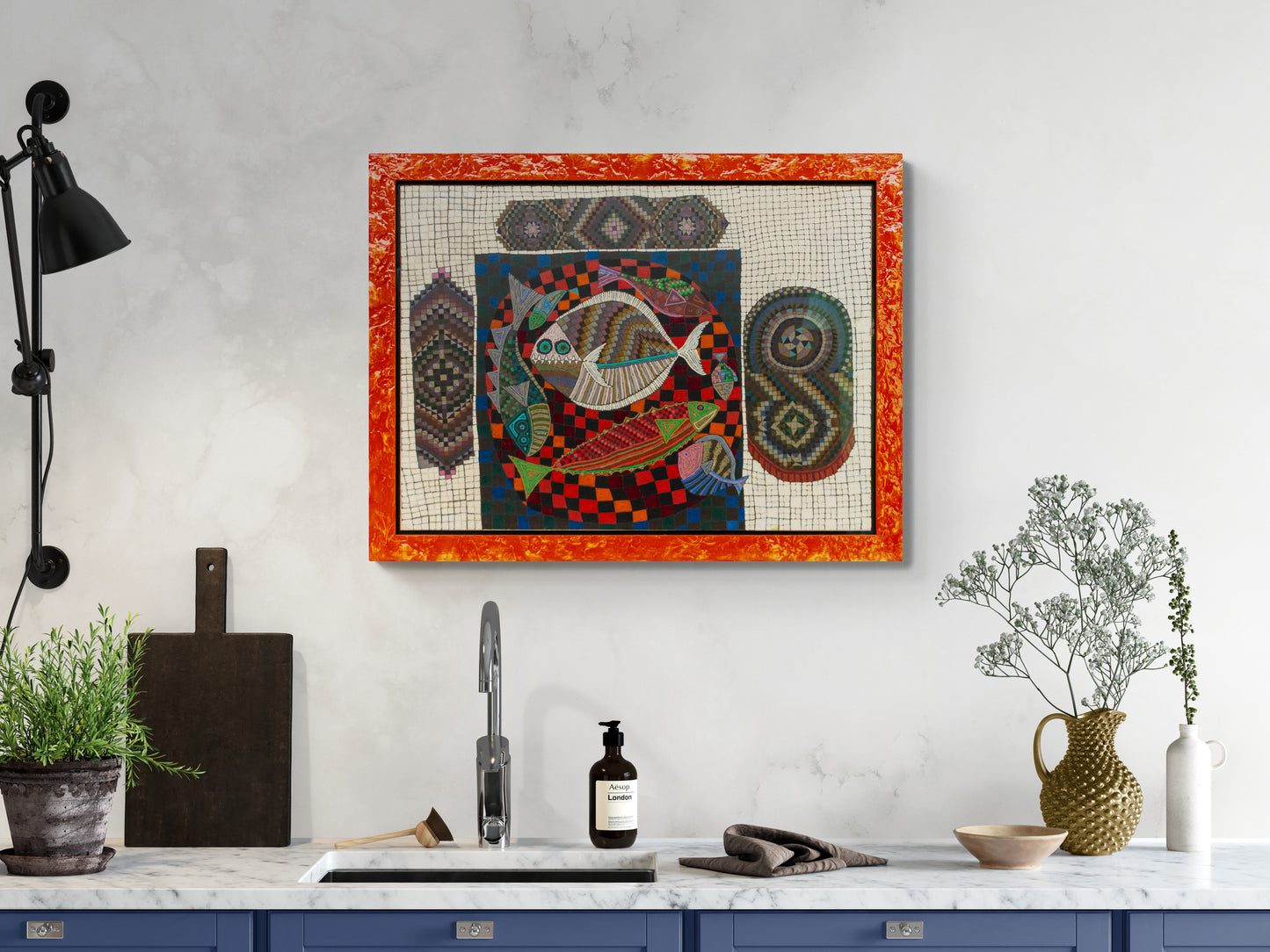 Untitled (Fishes on Plate), Painting