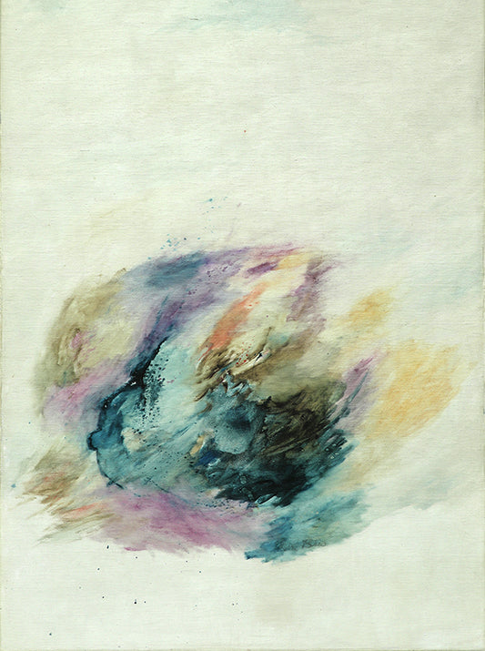 Earl Biss (1947-1998) artwork for sale. Water #1 (Abstract in Cyan, Violet, and Yellow), Painting, circa 1967, Denver, Colorado, Art Gallery)