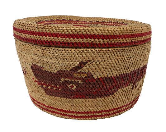 Lidded Basket with Sea Wolf Motif, circa 1900