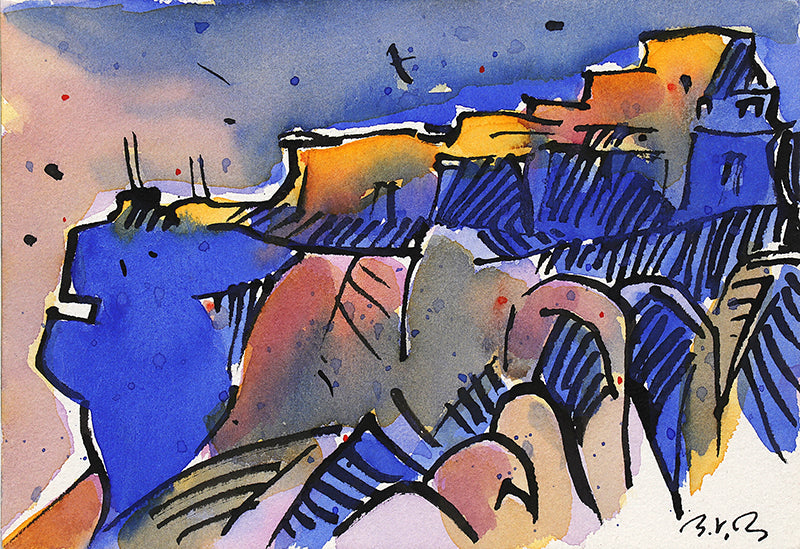 Bert Van Bork (1928-2014) artwork for sale. Walpi #4 (Hopi Village on First Mesa, Arizona), Painting, 2001, Denver, Colorado, Art Gallery)