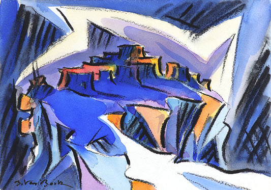 Walpi #8 (Hopi Village on First Mesa, Arizona), Painting, dated 2002
