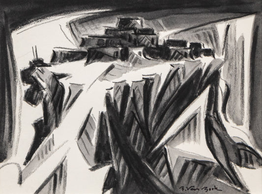 Bert Van Bork (1928-2014) artwork for sale. Walpi #18 (Hopi Village on First Mesa, Arizona), Painting, circa 2004, Denver, Colorado, Art Gallery)