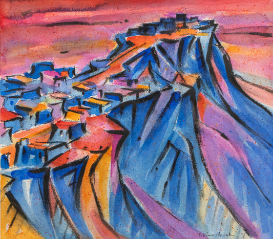 Walpi, (Hopi Village on First Mesa, Arizona), Painting, circa 1989