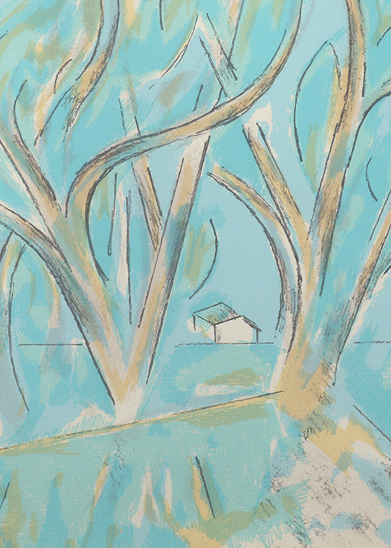 Trees in Ranchitos II (Modernist Landscape with Trees), Print, 1975