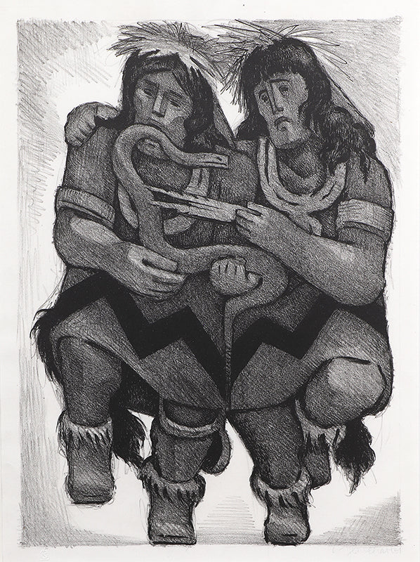 Jean Charlot (1898-1979) artwork for sale. Indian Snake Dance (Two Figures Dancing), Print, 1952, Denver, Colorado, Art Gallery)