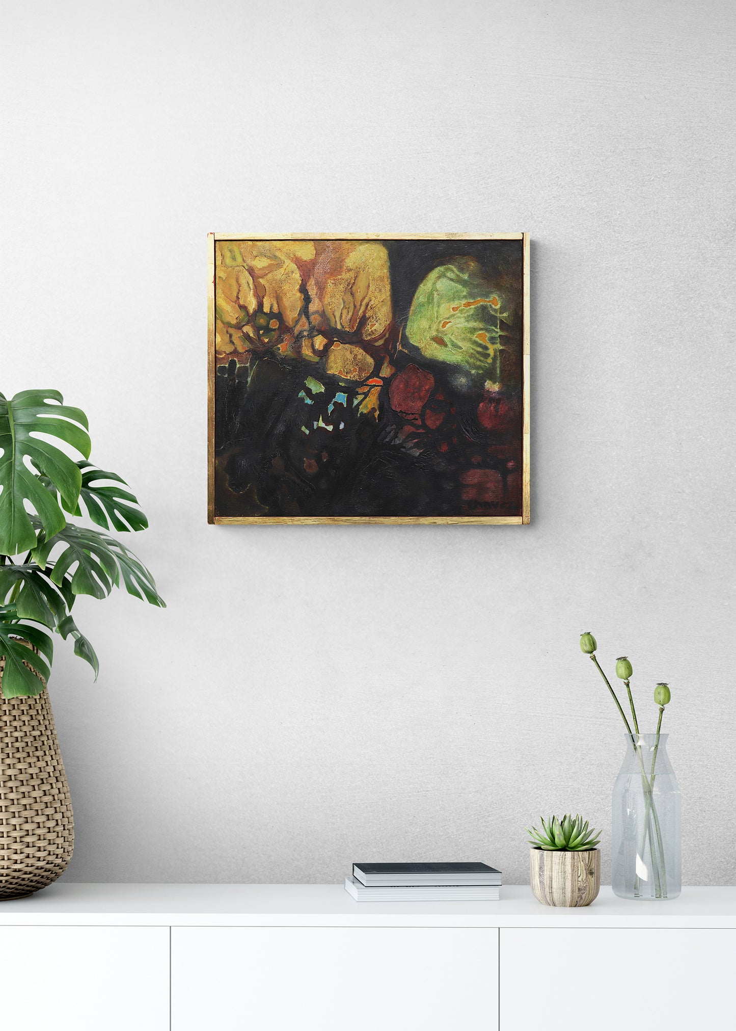 Primordial Landscape (Composition in Black, Brown, Ochre, and Green), Painting