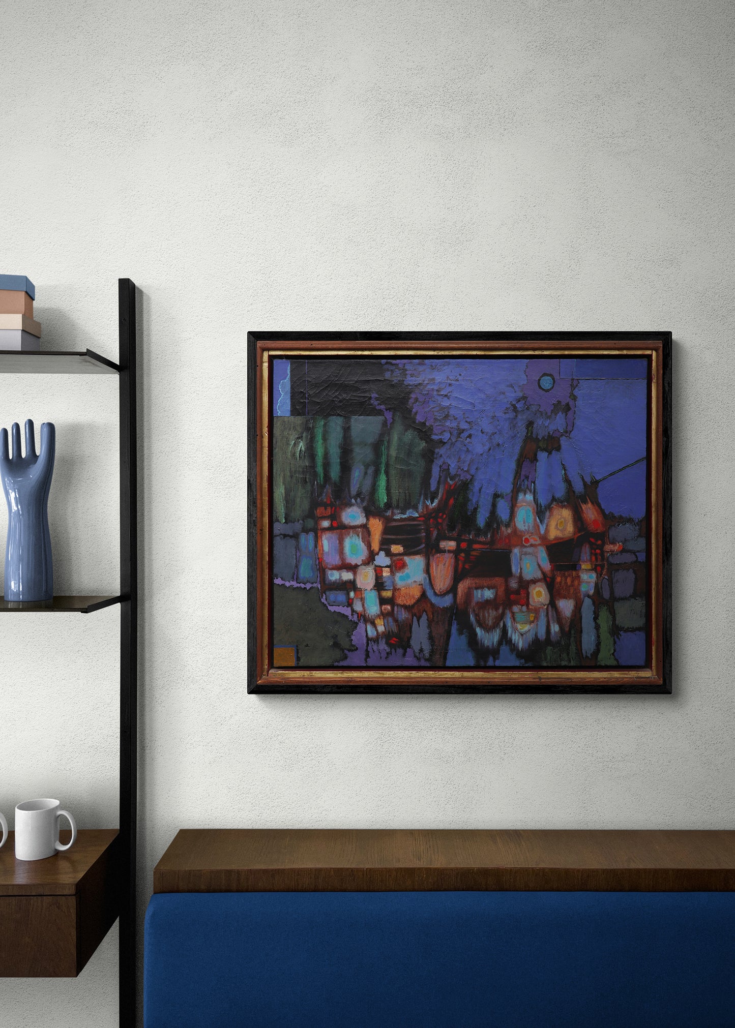 Florentine Night (Abstract in Indigo, Violet, Black, and Green), Painting, circa 1951