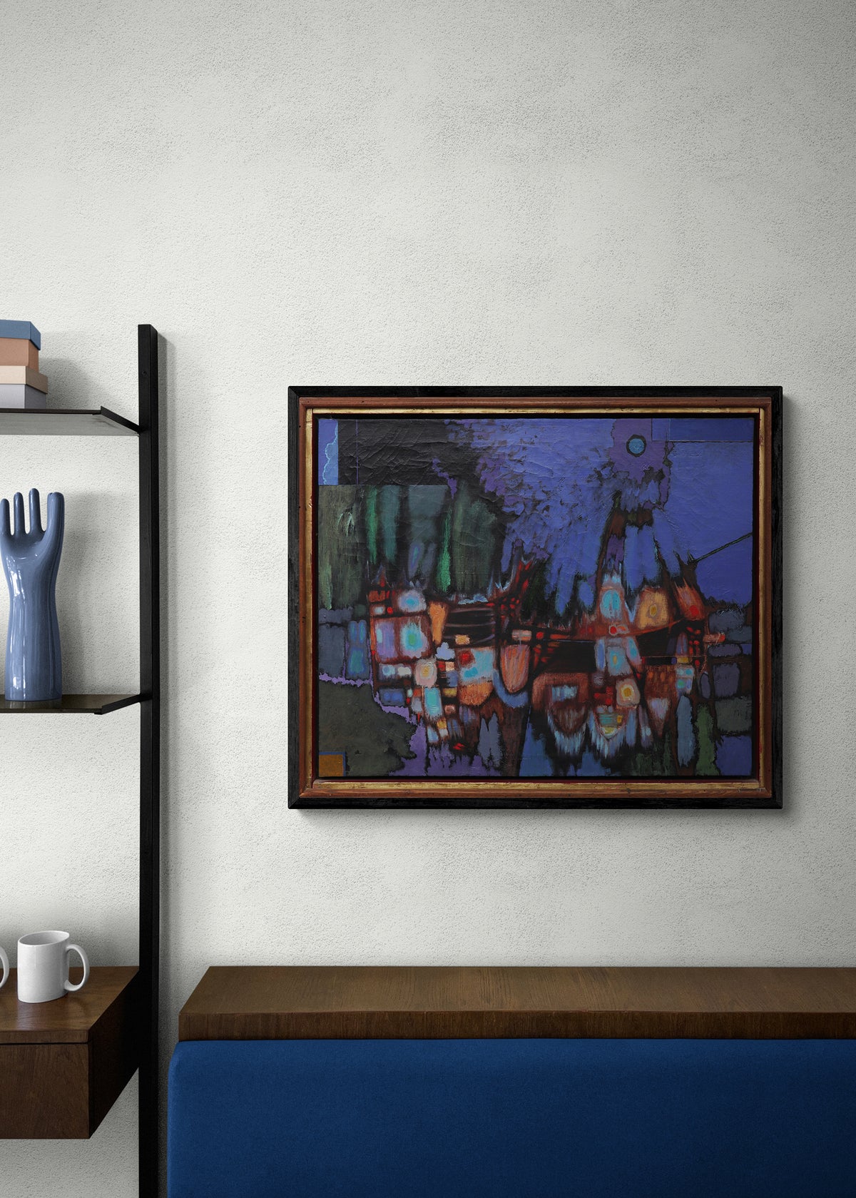 Florentine Night (Abstract in Indigo, Violet, Black, and Green), Painting, circa 1951