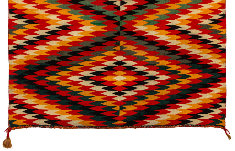 Germantown Weaving, circa 1880, Navajo (Diné), Germantown Weaving, 48 x 34 inches, Shipbox: Rugs, Blankets & General Native American (Average Size), Vertical, Large, germantown yarns, wool, circa 1880, 1850-1899, 1870s, 1880s, 1890s, 19th CENTURY (1800-1899), Transitional Period (1875-1900) , Western & Native American, Women Artists, New Mexico, Arizona & the American Southwest, Native American Art