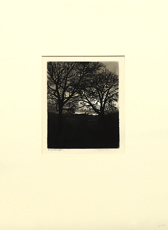 November (Landscape with Trees and Fence), Print, circa 1923