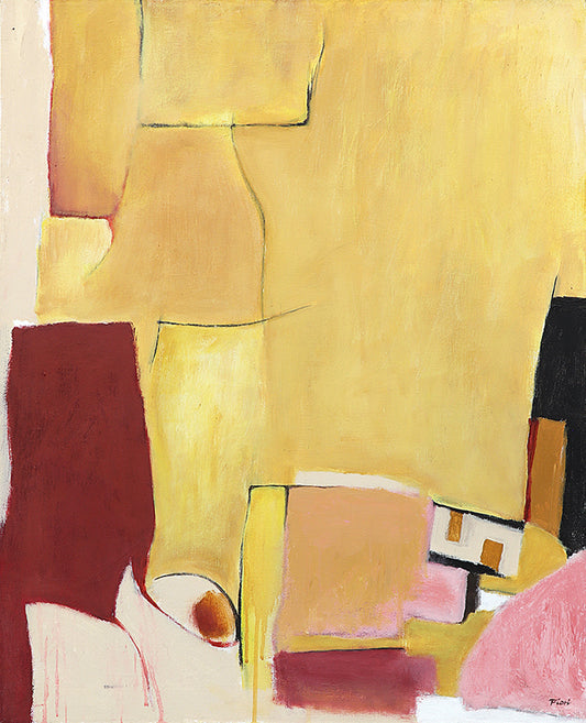 Mesa Verde (Abstract in Gold, Burgundy, Pink, and Ochre), Painting, 1988