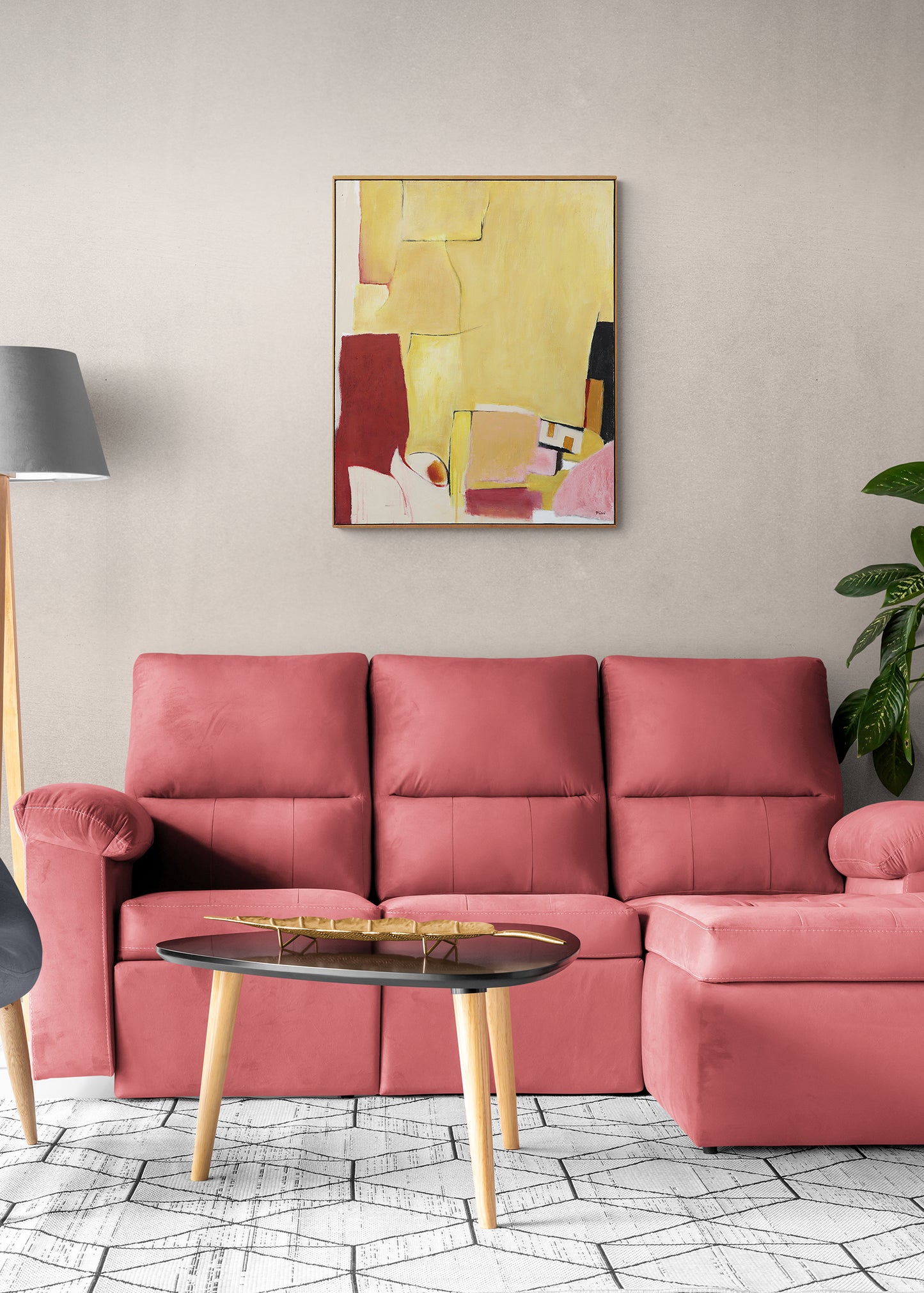 Mesa Verde (Abstract in Gold, Burgundy, Pink, and Ochre), Painting, 1988
