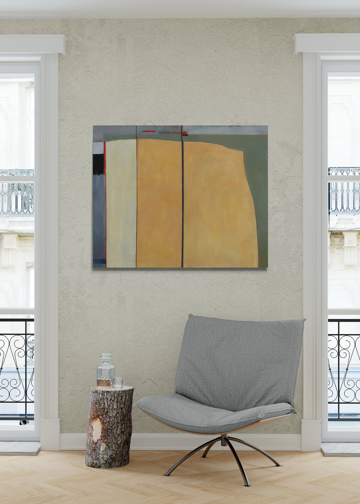 Homage to Diebenkorn (Abstract in Green, Gold, Yellow, and Blue), Painting
