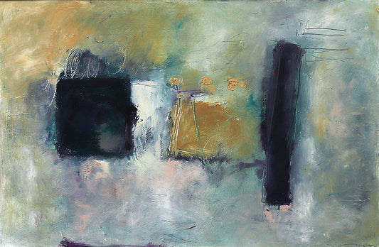 Composition #1 (Abstract with Blue, White, Green, and Ochre), Painting, 1995