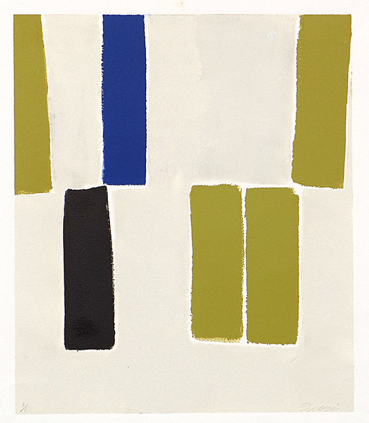 Untitled (Abstract Olive, Blue, and Black Rectangles), Print, circa 1990-2005