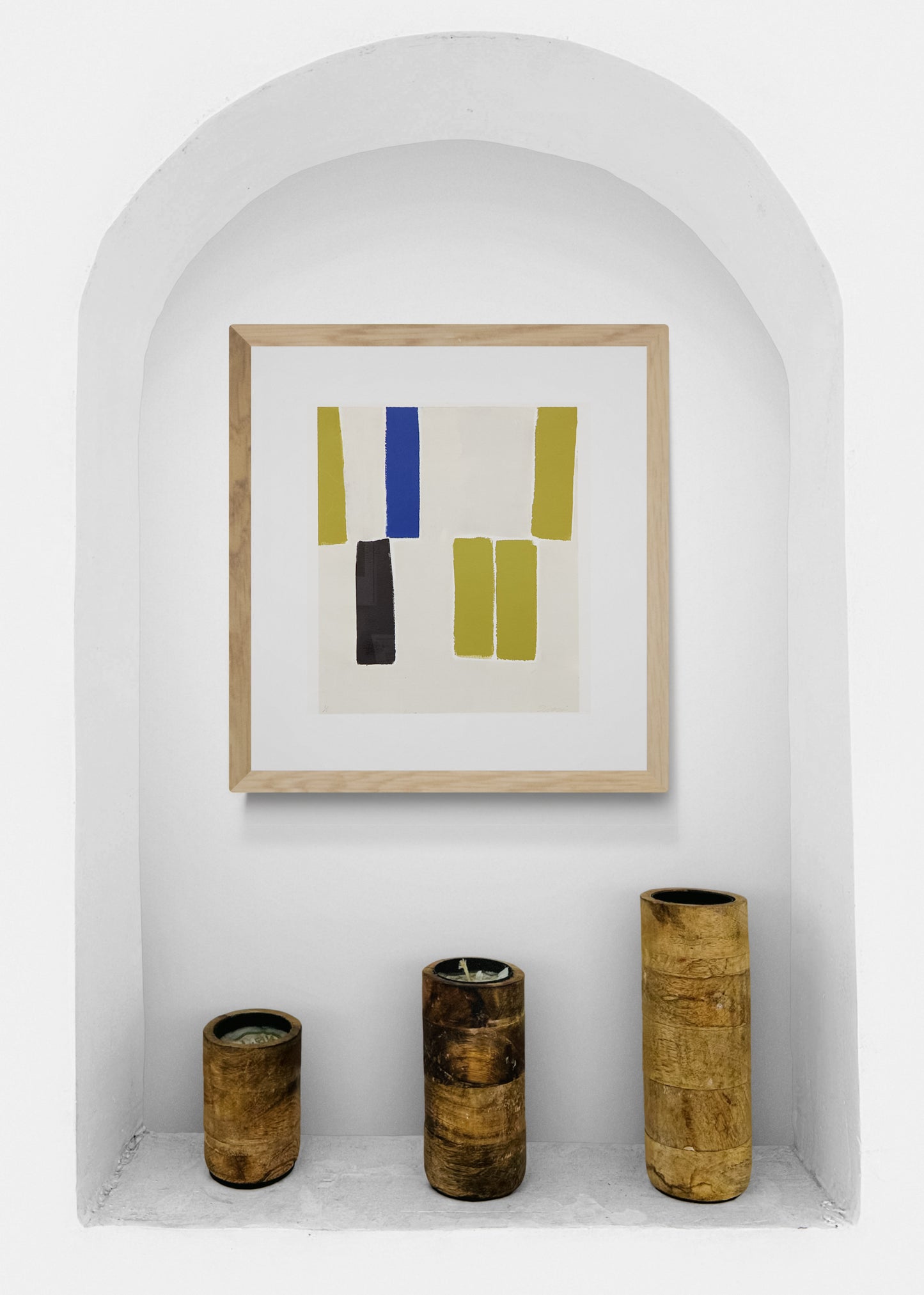 Untitled (Abstract Olive, Blue, and Black Rectangles), Print, circa 1990-2005