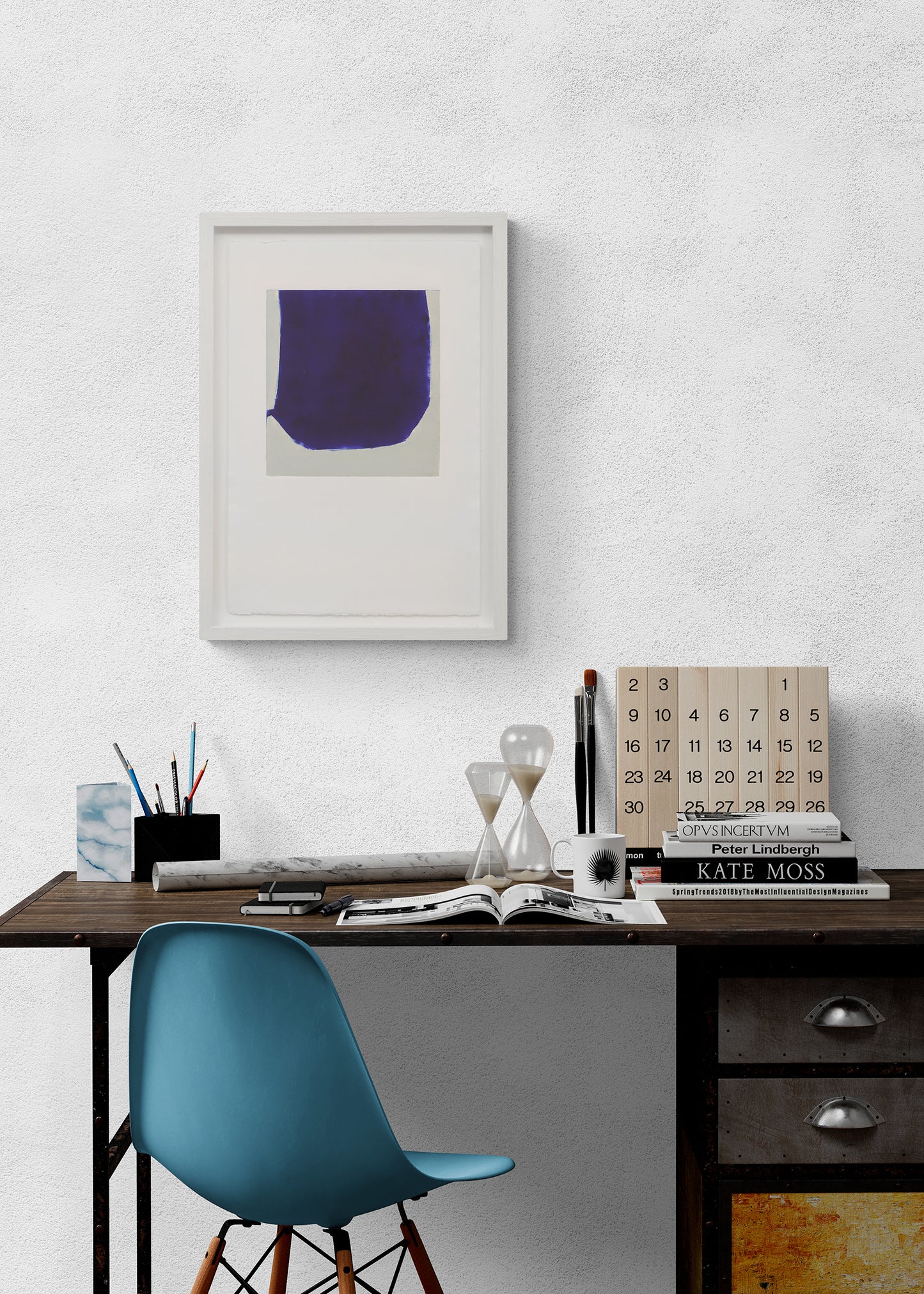 Untitled (Abstract Blue on Grey), Print
