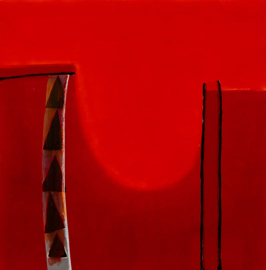 Untitled (Abstract in Red with Black Triangles), Print