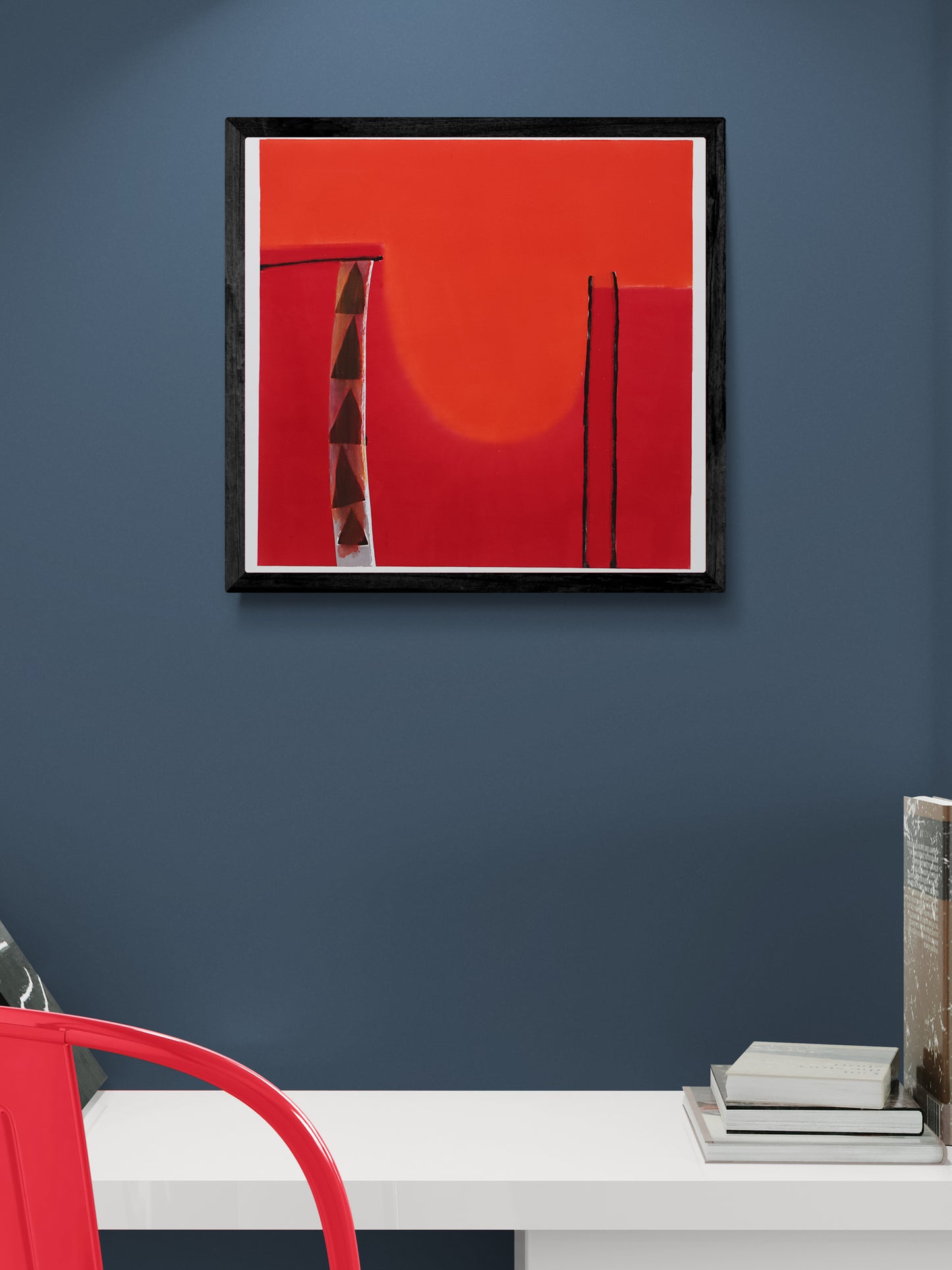 Untitled (Abstract in Red with Black Triangles), Print