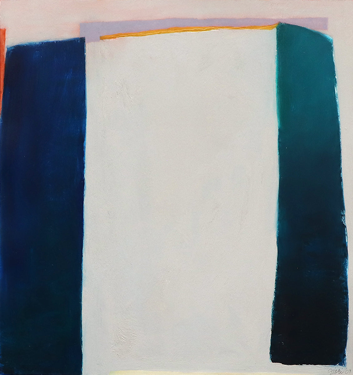 Wilma Fiori (1929-2019) artwork for sale. From Pillar to Post (Abstract with Blue and Cyan Polygons), Painting, 2007, Denver, Colorado, Art Gallery)