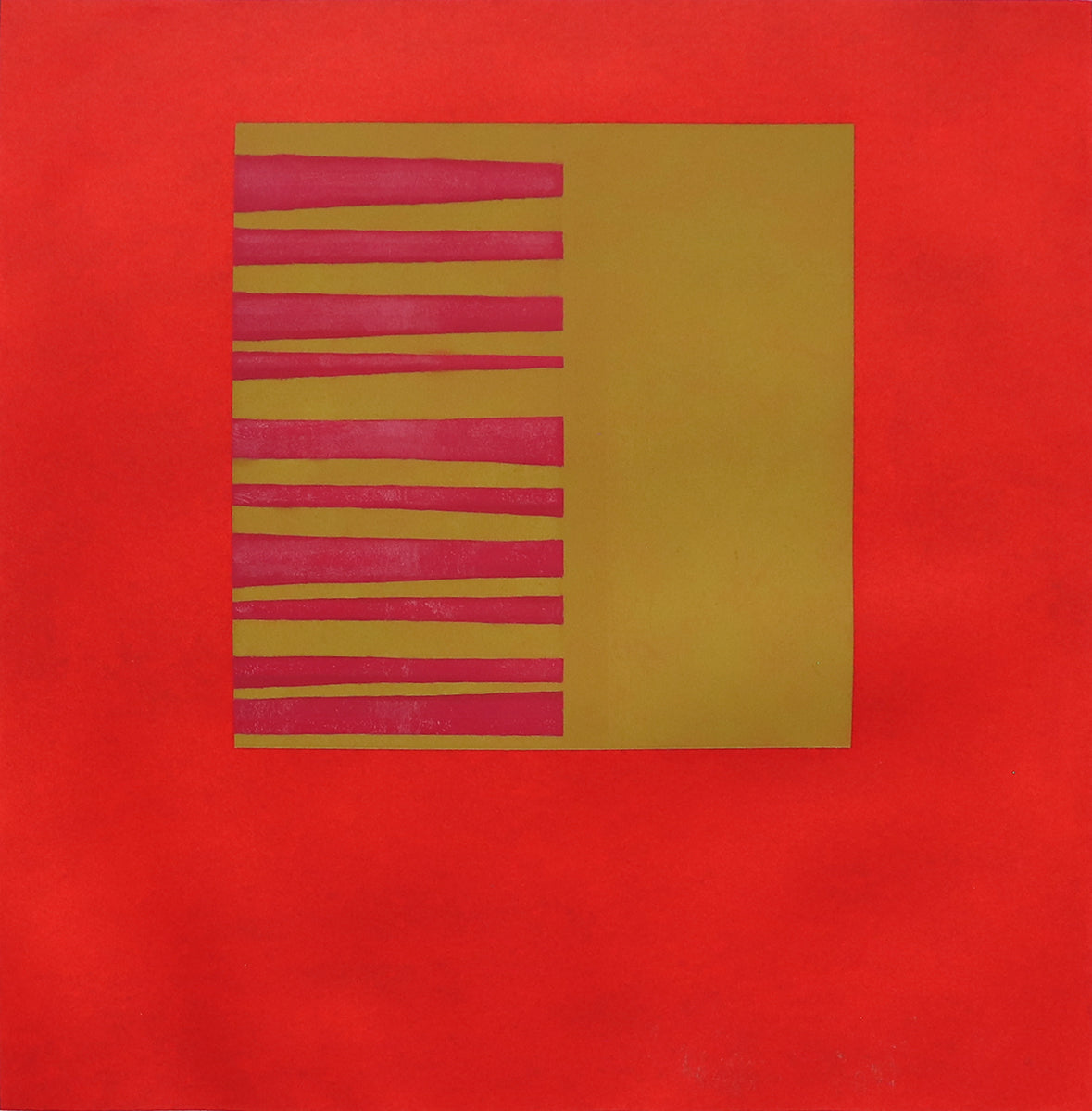 Untitled (Red Abstract with Gold Square and Red Stripes), Print, circa 1990-2005