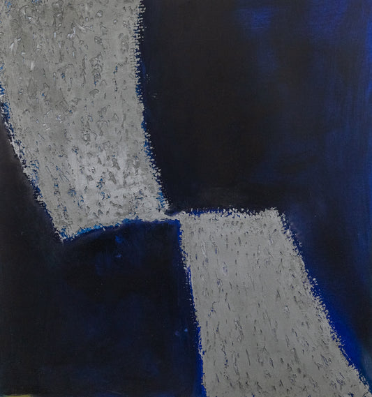 Untitled (Black and Blue Abstract with Grey Textured Shapes), Print, circa 1990-2005