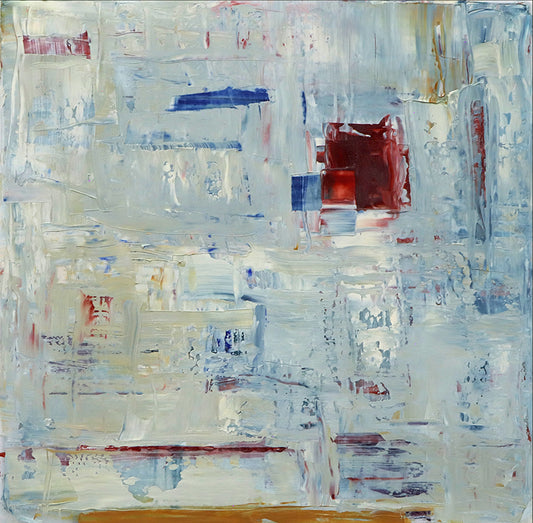 Untitled (Blue, White, and Red Abstract with Red Square), Painting