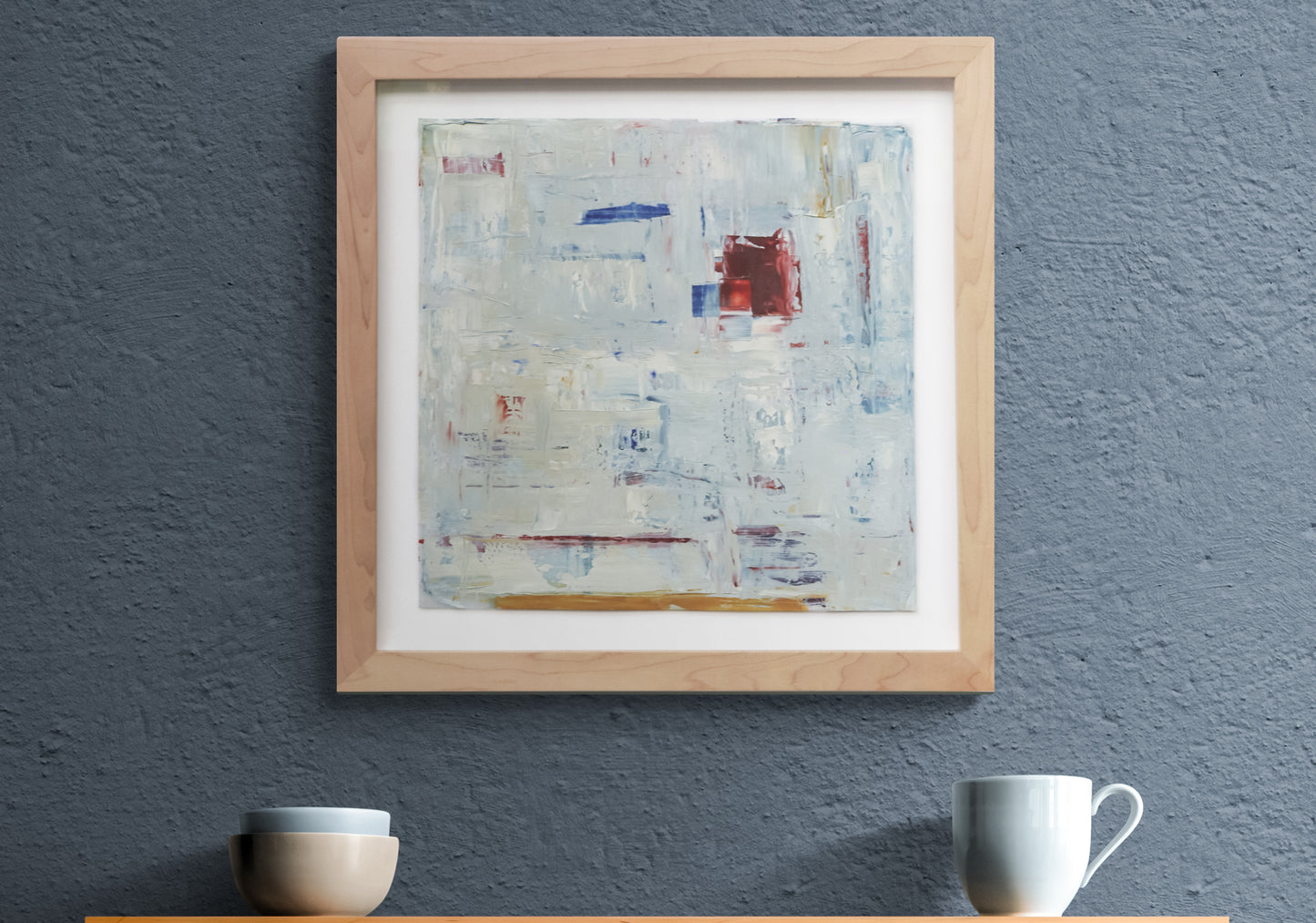 Untitled (Blue, White, and Red Abstract with Red Square), Painting