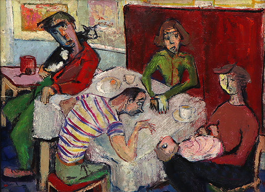 Artist and His Family (Artist's Family Seated Around a Table), Painting, 1950