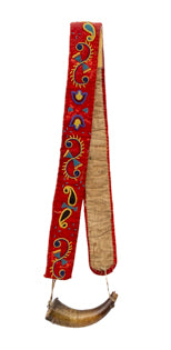 Classic Period Powder Horn with Beaded Strap, circa 1865